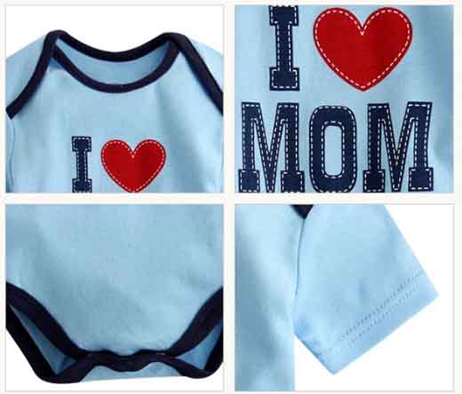 Lovely baby bodysuit blue detail